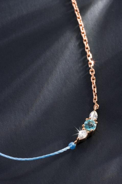 So Abby Topaze Half-thread Half-chain Necklace Rose Gold - Redline - 0++