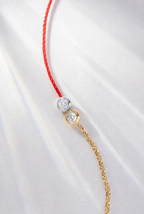 Limited Edition & Numbered half-thred half-chain Bracelet - Twenty Gold  Two-Tone - Redline - 0++