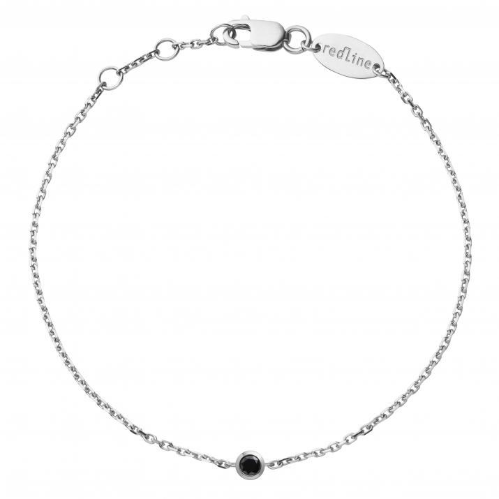 Chain Bracelet For Men with 0.10ct Round Black Diamond in White Gold Bezel Setting - Redline