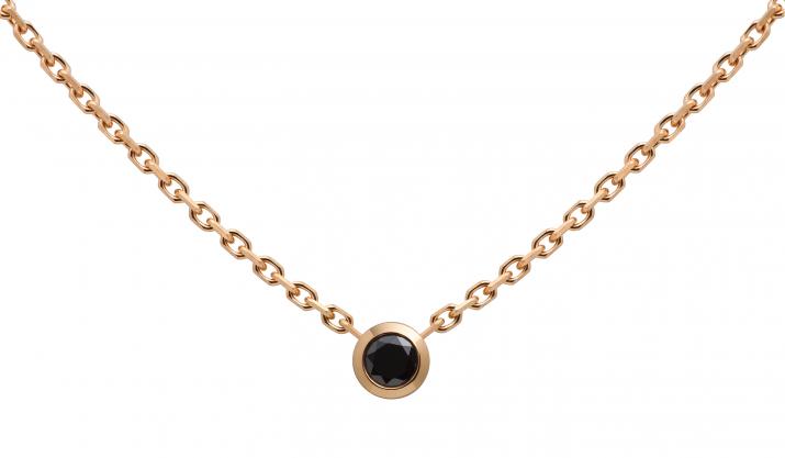Chain Necklace For Women with 0.10ct Round Black Diamond in Rose Gold Bezel Setting - Redline