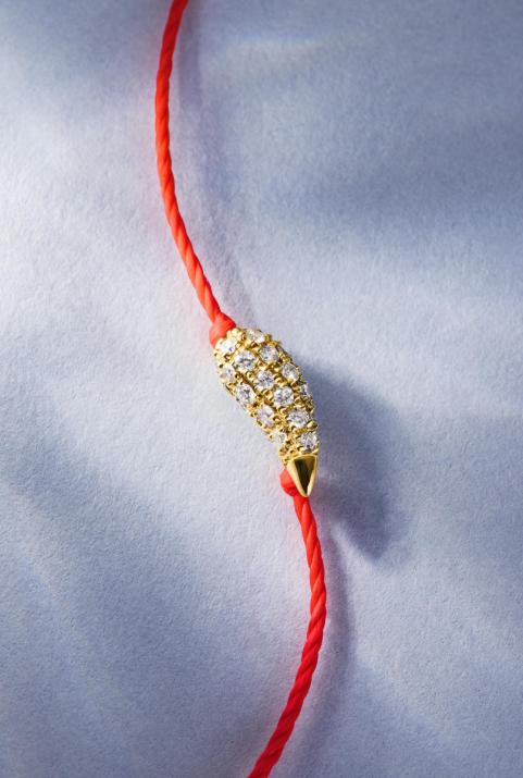 Chofar Bracelet Thread Pavé Yellow Gold - Redline - 0++
