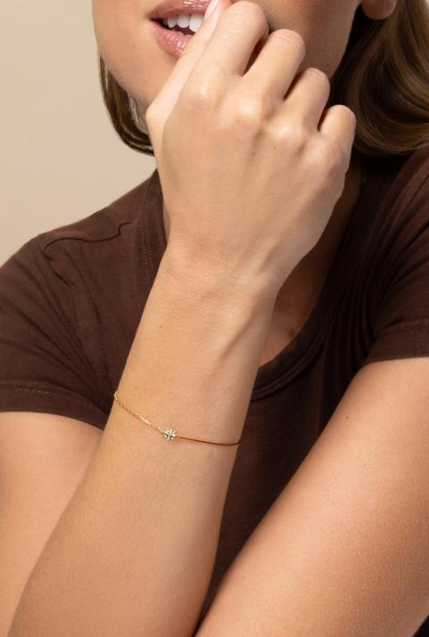 Lunova Half-thread Half-chain Bracelet Yellow Gold - Redline - 0++