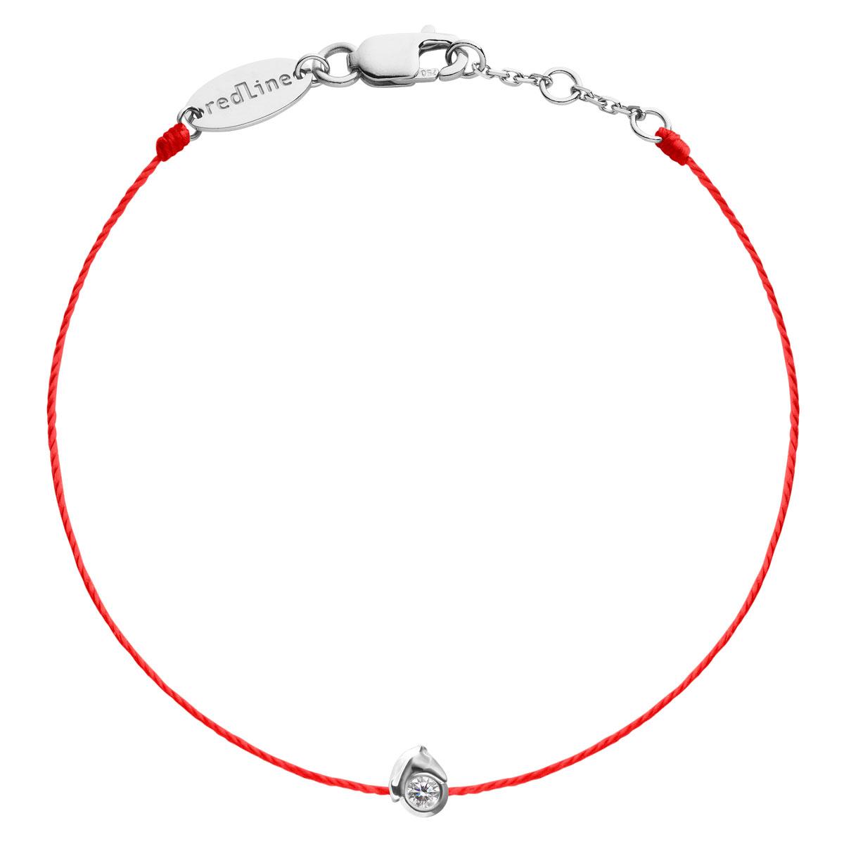 Mini Horse RedLine thread bracelet in white gold with diamond
