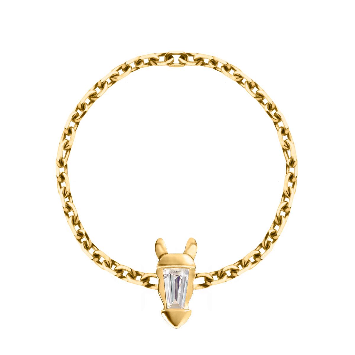 Lucky Horse RedLine yellow-gold horse chain ring with diamond