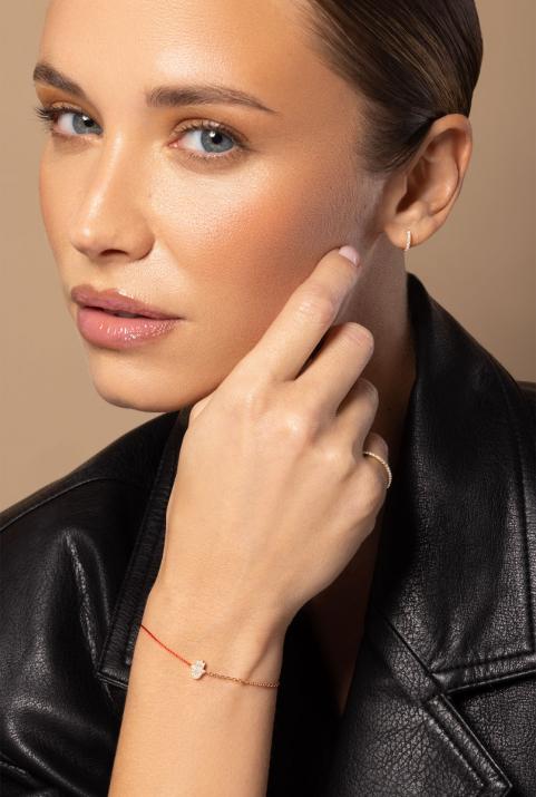 Manita Half-thread Half-chain Bracelet Rose Gold - Redline - 0++