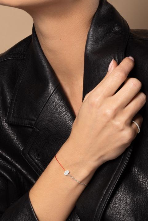 Manita Half-thread Half-chain Bracelet White Gold - Redline - 0++