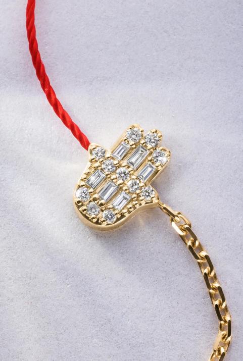 Manita Half-thread Half-chain Bracelet Yellow Gold - Redline - 0++