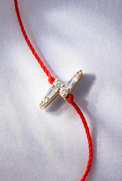 All-thread bracelet in 18K rose gold with a 0.07 ct diamond lightning bolt - Redline - 0++