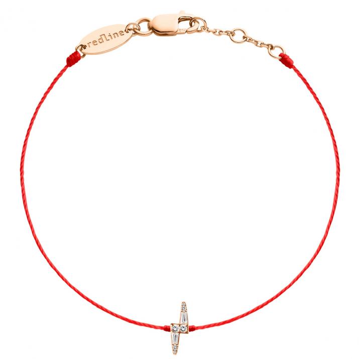 All-thread bracelet in 18K rose gold with a 0.07 ct diamond lightning bolt - Redline - 0++