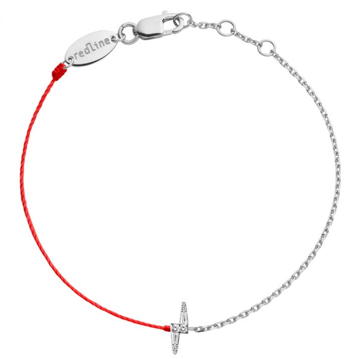 Half-thread half-chain bracelet in 18K white gold, 0.07 ct diamond bolt - Redline