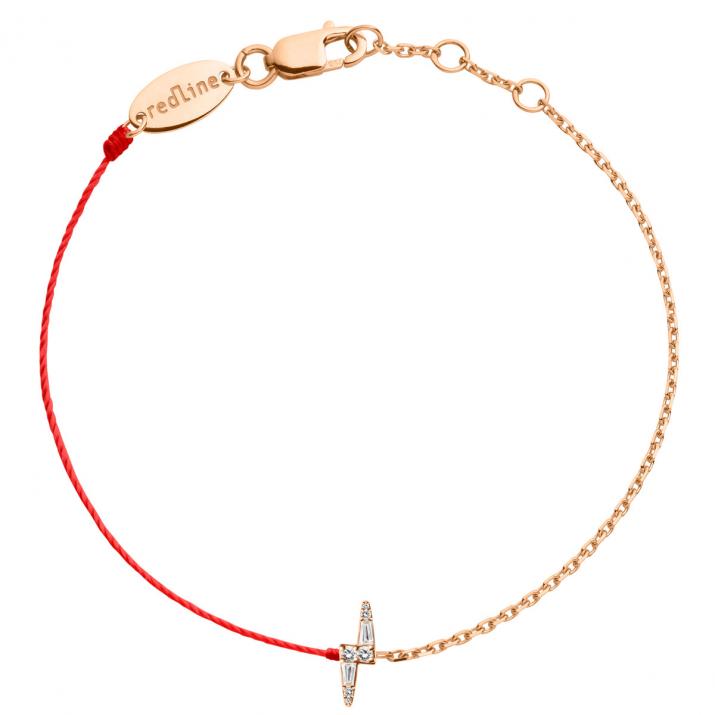 Half-thread half-chain bracelet in 18K rose gold, 0.07 ct diamond bolt - Redline