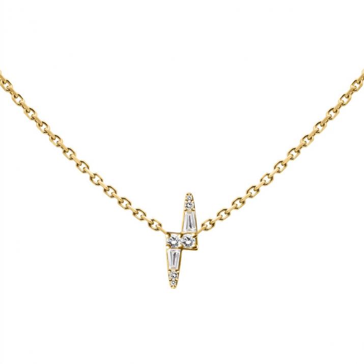 Chain necklace in 18K yellow gold with a 0.07 ct diamond lightning bolt - Redline