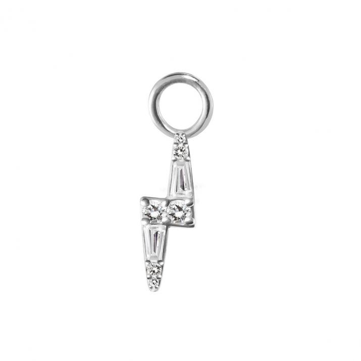 Earring charm in 18K white gold, 0.07 ct diamond lightning bolt, sold singly - Redline