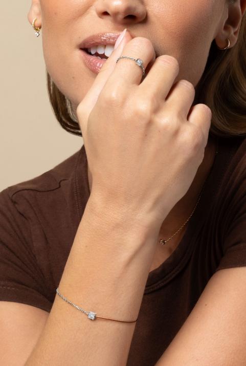 So Princesse Half-thread Half-chain Bracelet White Gold - Redline - 0++