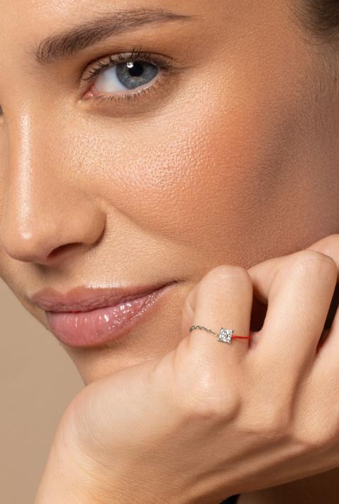 So Princesse Wire and Chain Ring White Gold - Redline - 0++