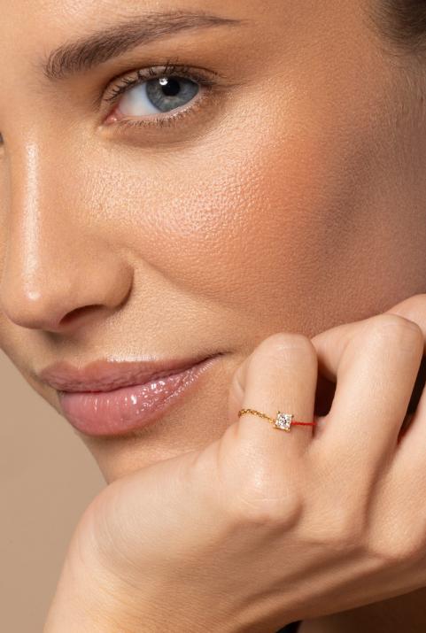 So Princesse Wire and Chain Ring Yellow Gold - Redline - 0++