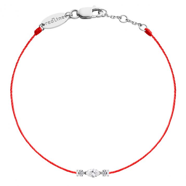 Thread bracelet in 18K white gold, marquise and round diamonds 0.12 carat - Redline - 0++