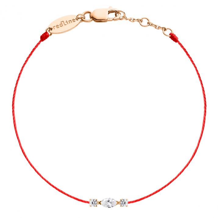 Thread bracelet in 18K rose gold, marquise and round diamonds 0.12 carat - Redline - 0++