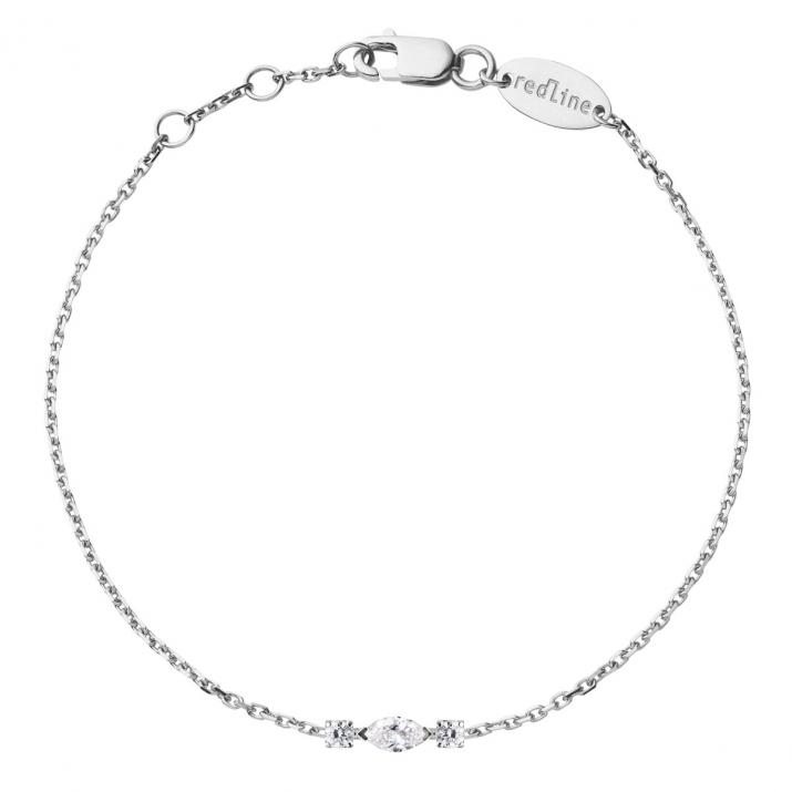 Chain bracelet in 18K white gold, marquise and round diamonds 0.12 carat - Redline