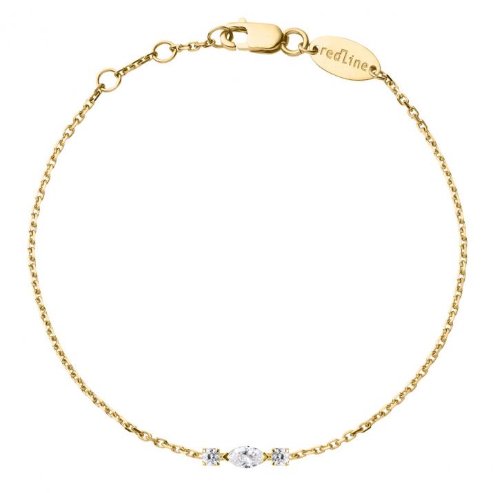 Chain bracelet in 18K yellow gold, marquise and round diamonds 0.12 carat - Redline