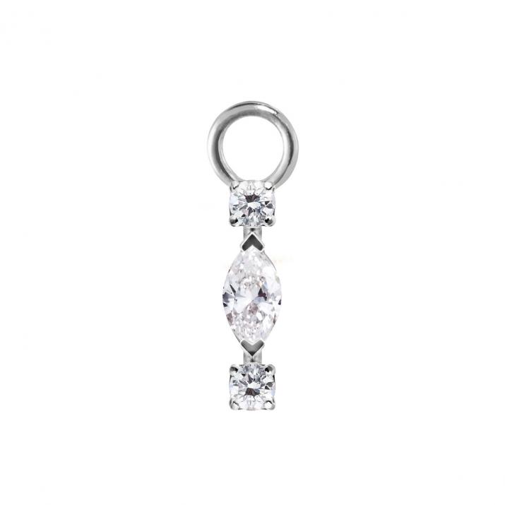 Earring charm in 18K white gold, marquise and round diamonds 0.12 ct, sold singly - Redline