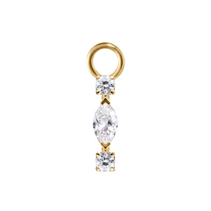 Earring charm in 18K yellow gold, marquise and round diamonds 0.12 ct, sold singly - Redline