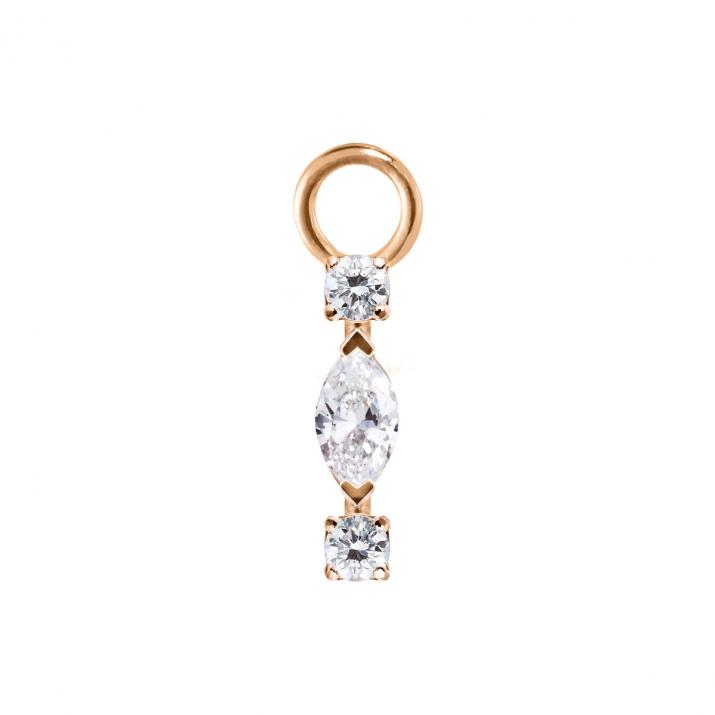 Earring charm in 18K rose gold, marquise and round diamonds 0.12 ct, sold singly - Redline