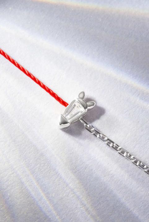 Lucky Horse Half-thread Half-chain Bracelet White Gold - Redline - 0++