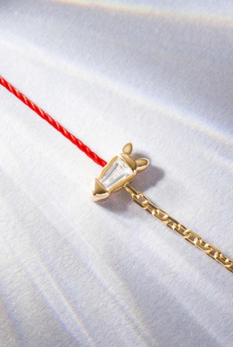 Lucky Horse Half-thread Half-chain Bracelet Yellow Gold - Redline - 0++