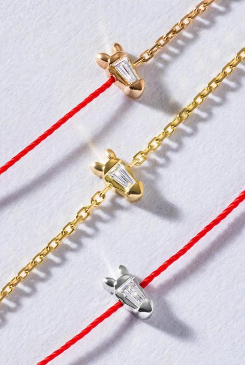 Lucky Horse Half-thread Half-chain Bracelet Yellow Gold - Redline - 0++
