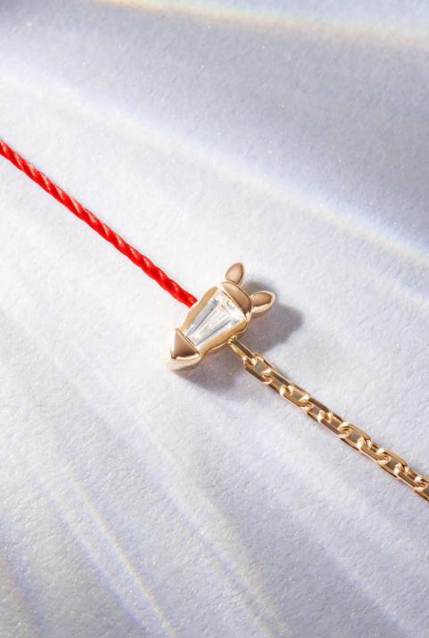 Lucky Horse Half-thread Half-chain Bracelet Rose Gold - Redline - 0++