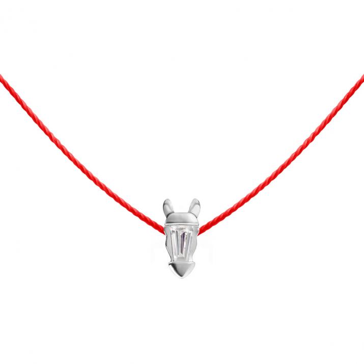Lucky Horse Thread Necklace White Gold - Redline
