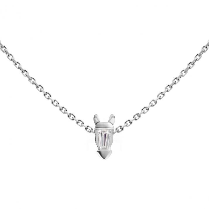 Lucky Horse Chain Necklace White Gold - Redline