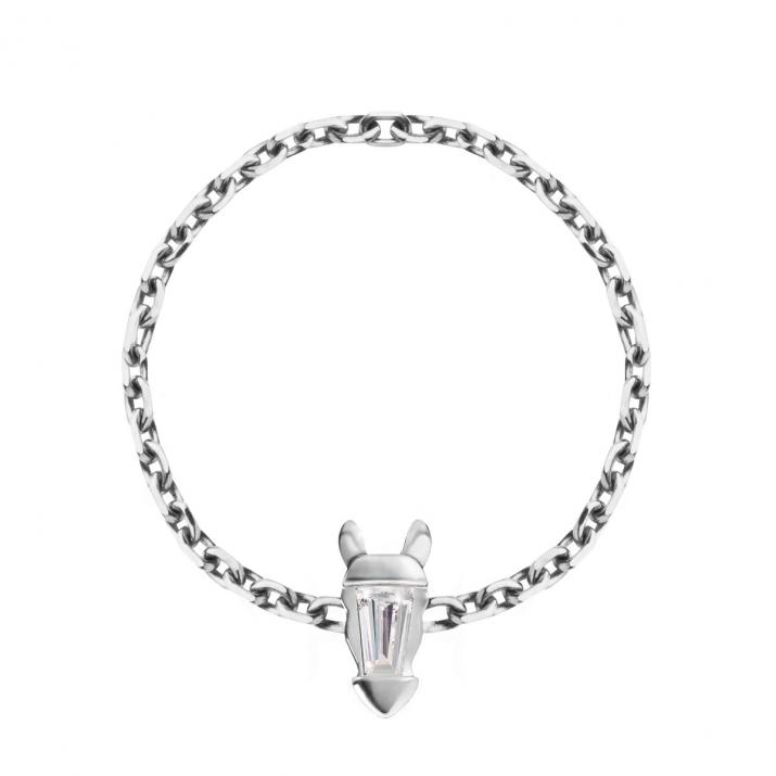 Lucky Horse Chain Ring White Gold - Redline