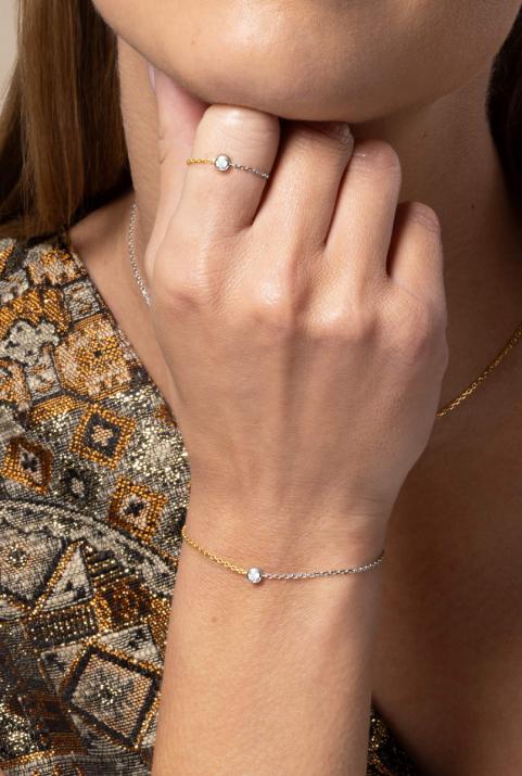 Pure bicolor Chain Ring White Gold - Redline - 0++