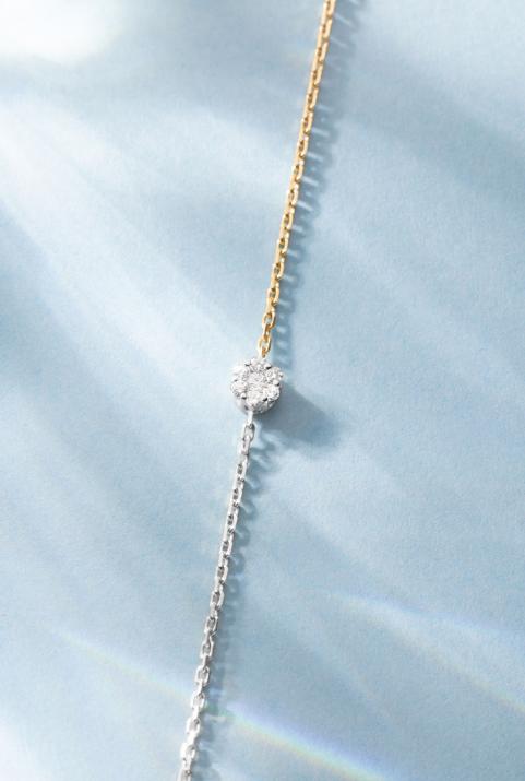 Illusion bicolor Chain Necklace White Gold - Redline - 0++