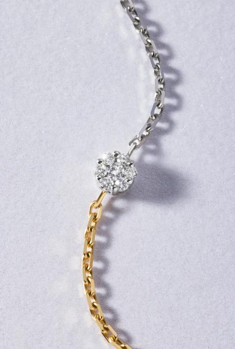 Illusion bicolor Chain Necklace White Gold - Redline - 0++