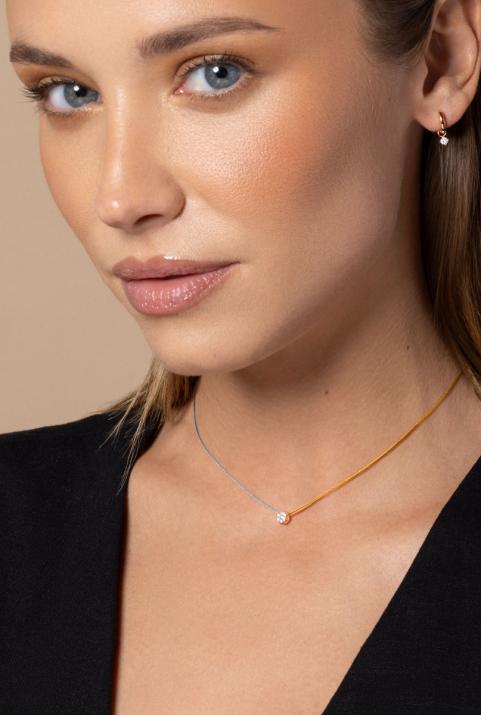 Illusion bicolor Thread Necklace Rose Gold - Redline - 0++