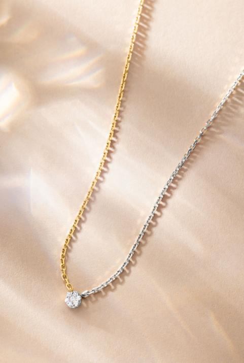 Illusion bicolor Chain Necklace White Gold - Redline - 0++