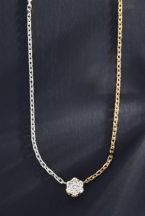 Illusion bicolor Chain Necklace White Gold - Redline - 0++