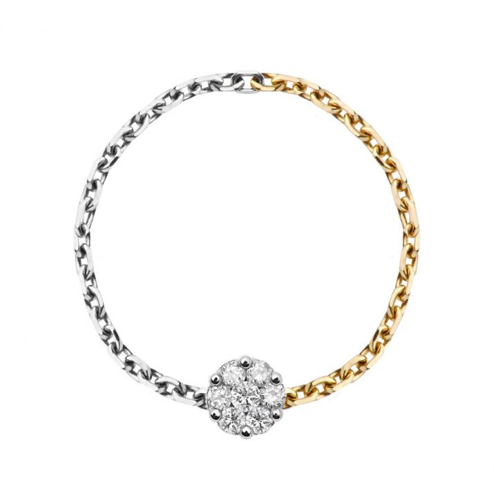 Illusion bicolor Chain Ring White Gold - Redline - 0++