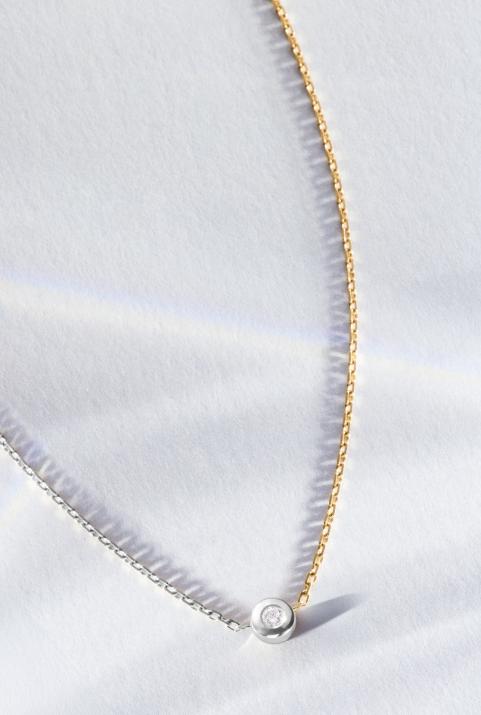 Mini Pure bicolor Chain Necklace White Gold - Redline - 0++