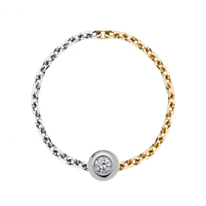 Mini Pure bicolor Chain Ring White Gold - Redline - 0++