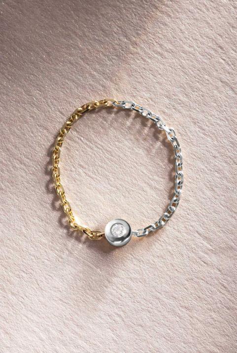 Mini Pure bicolor Chain Ring White Gold - Redline - 0++