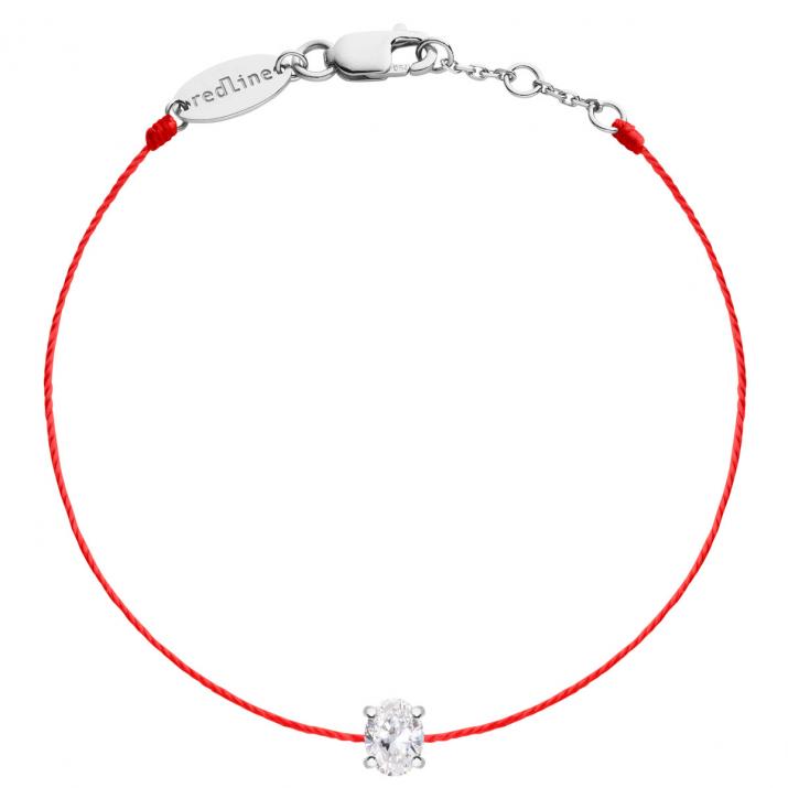 All-thread bracelet in white gold with 0.09 ct oval diamond - Redline