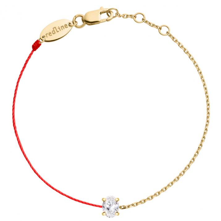 Half-thread half-chain bracelet in yellow gold with 0.09 ct oval diamond - Redline
