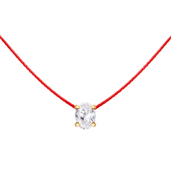 All-thread necklace in yellow gold with 0.09 ct oval diamond - Redline