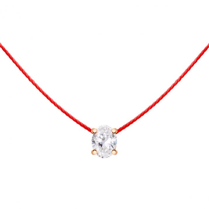 All-thread necklace in rose gold with 0.09 ct oval diamond - Redline