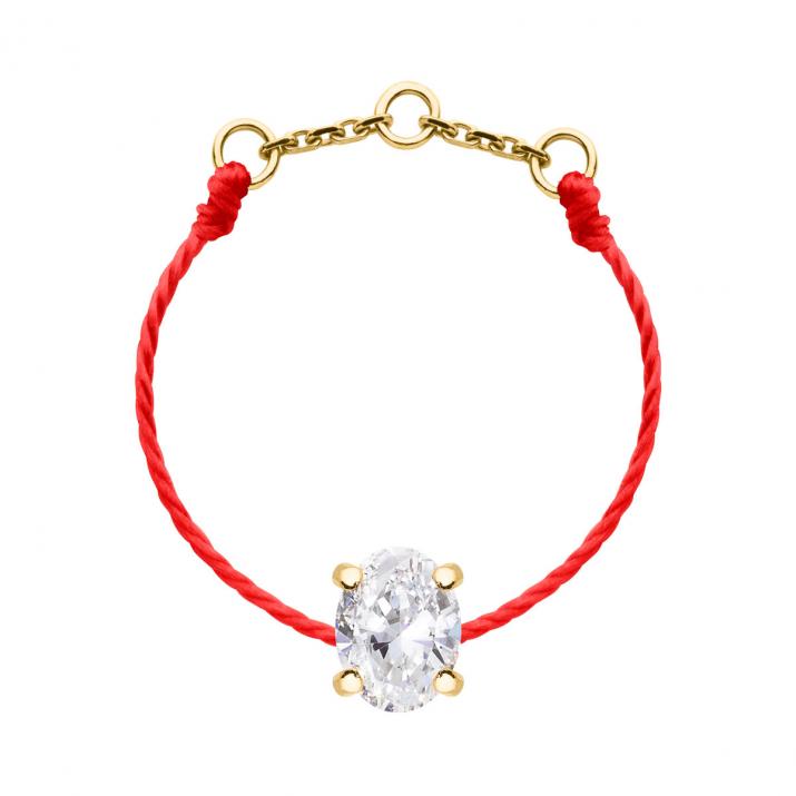 Full thread ring in yellow gold with 0.09 ct oval diamond - Redline