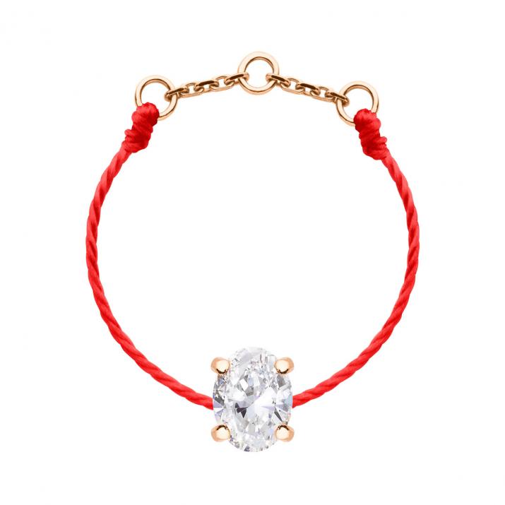 Full thread ring in rose gold with 0.09 ct oval diamond - Redline